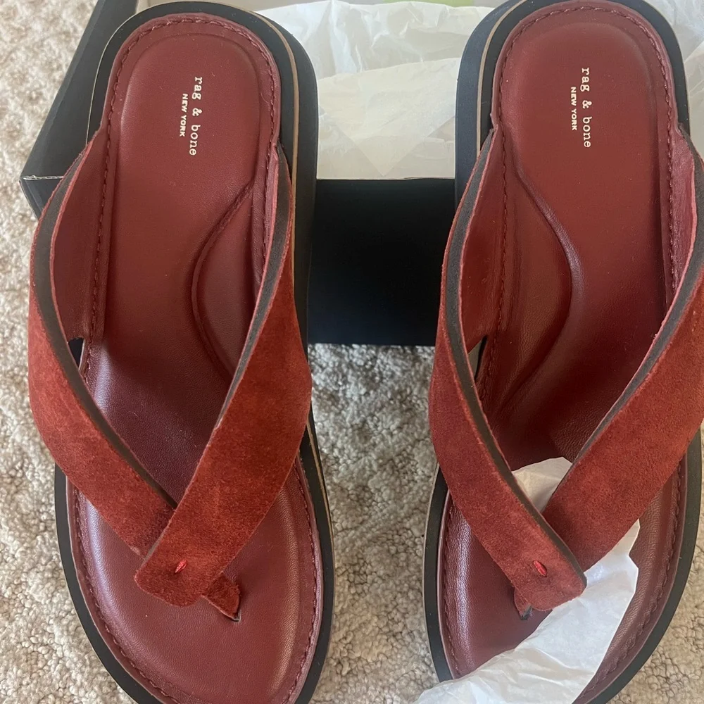 Rag & Bone Women's Burgundy Suede Sandals - Picture 1 of 5